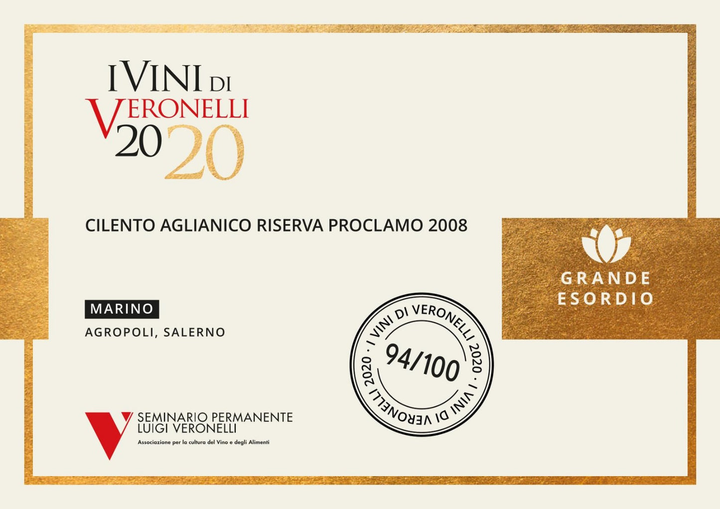 Proclamo Cilento Aglianico RISERVA DOP 2008